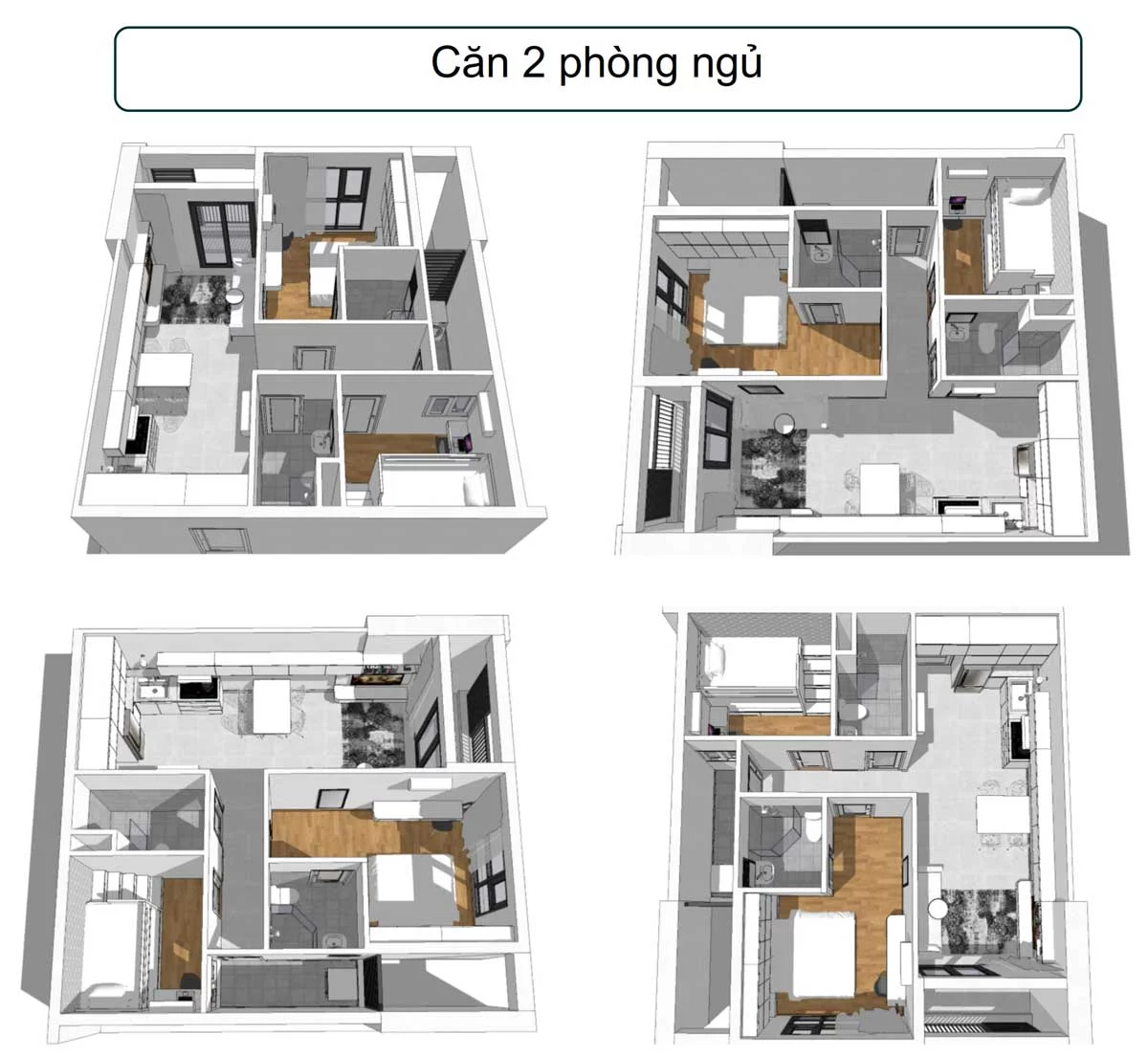 Layout căn hộ 2 PN dự án Phúc Đạt Tower