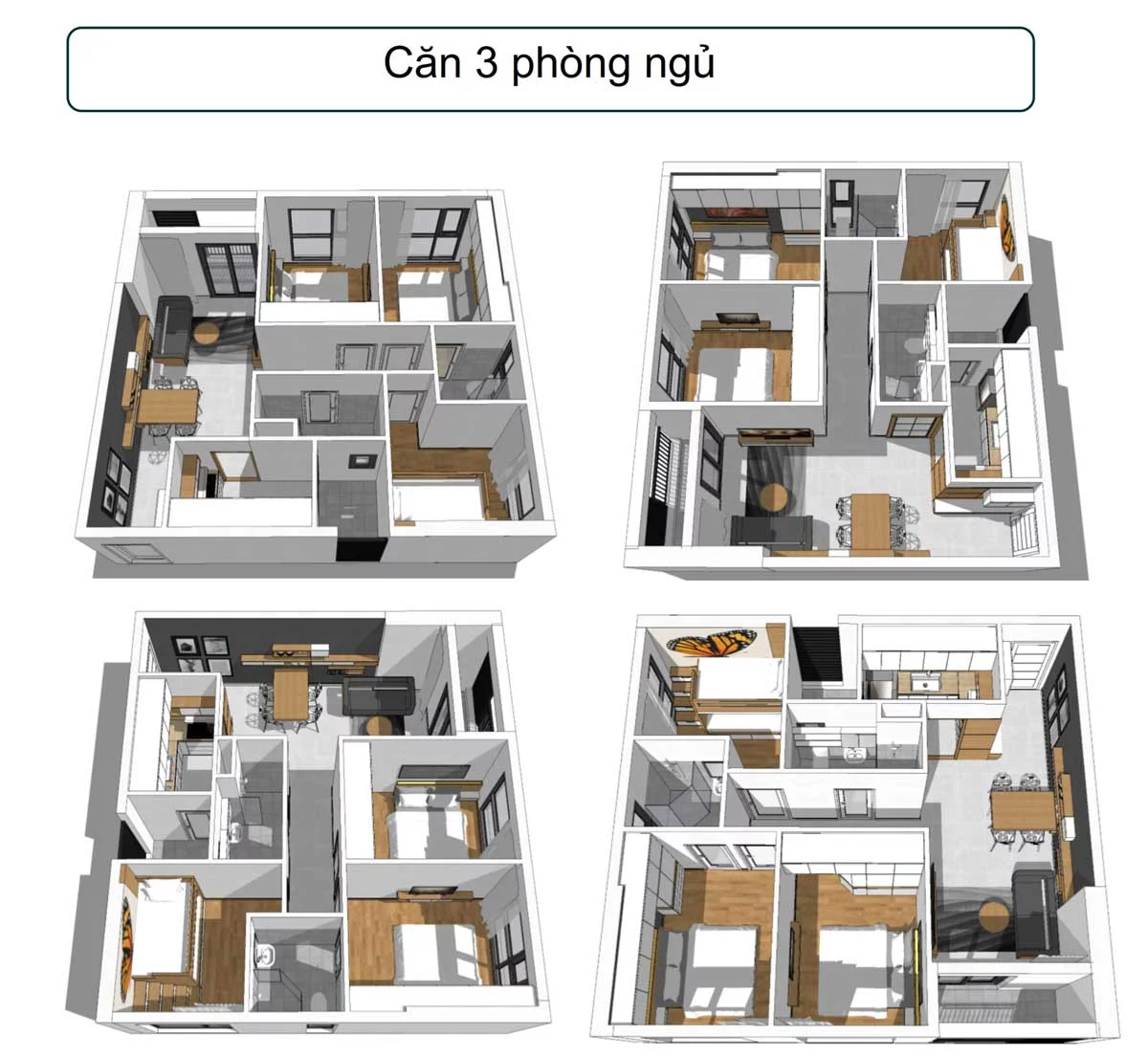 Layout căn hộ 3 PN dự án Phúc Đạt Tower