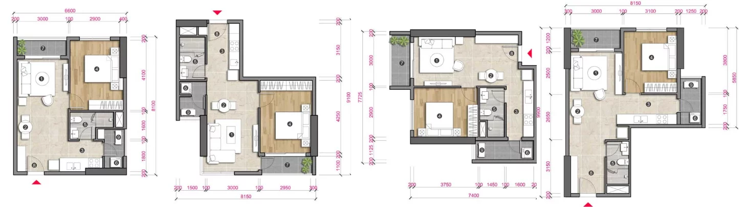 Layout căn hộ 1 phòng ngủ