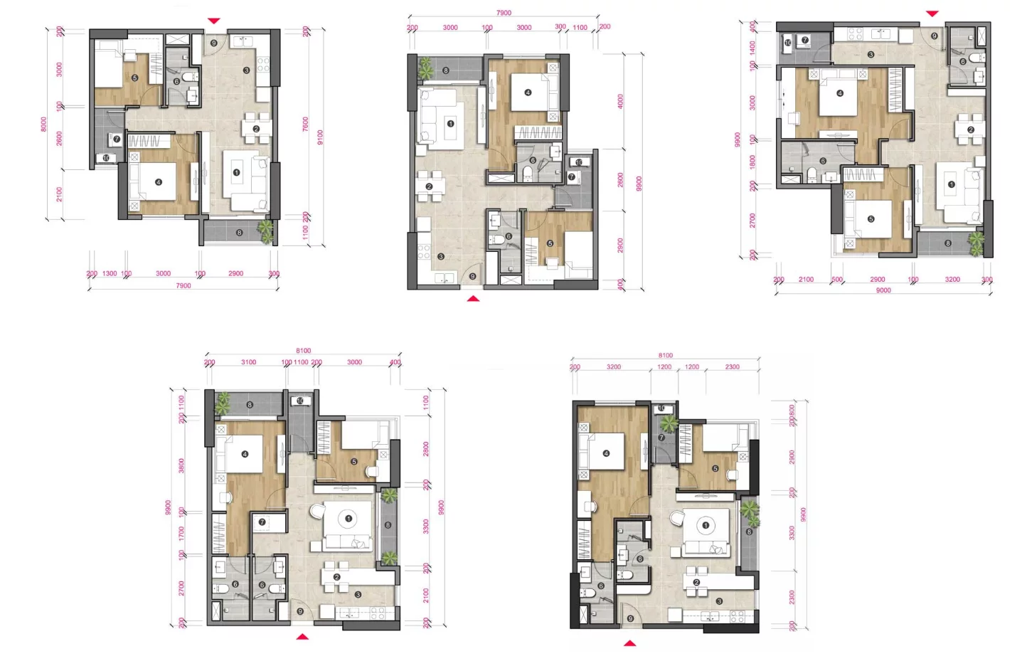 Layout căn hộ 2 phòng ngủ