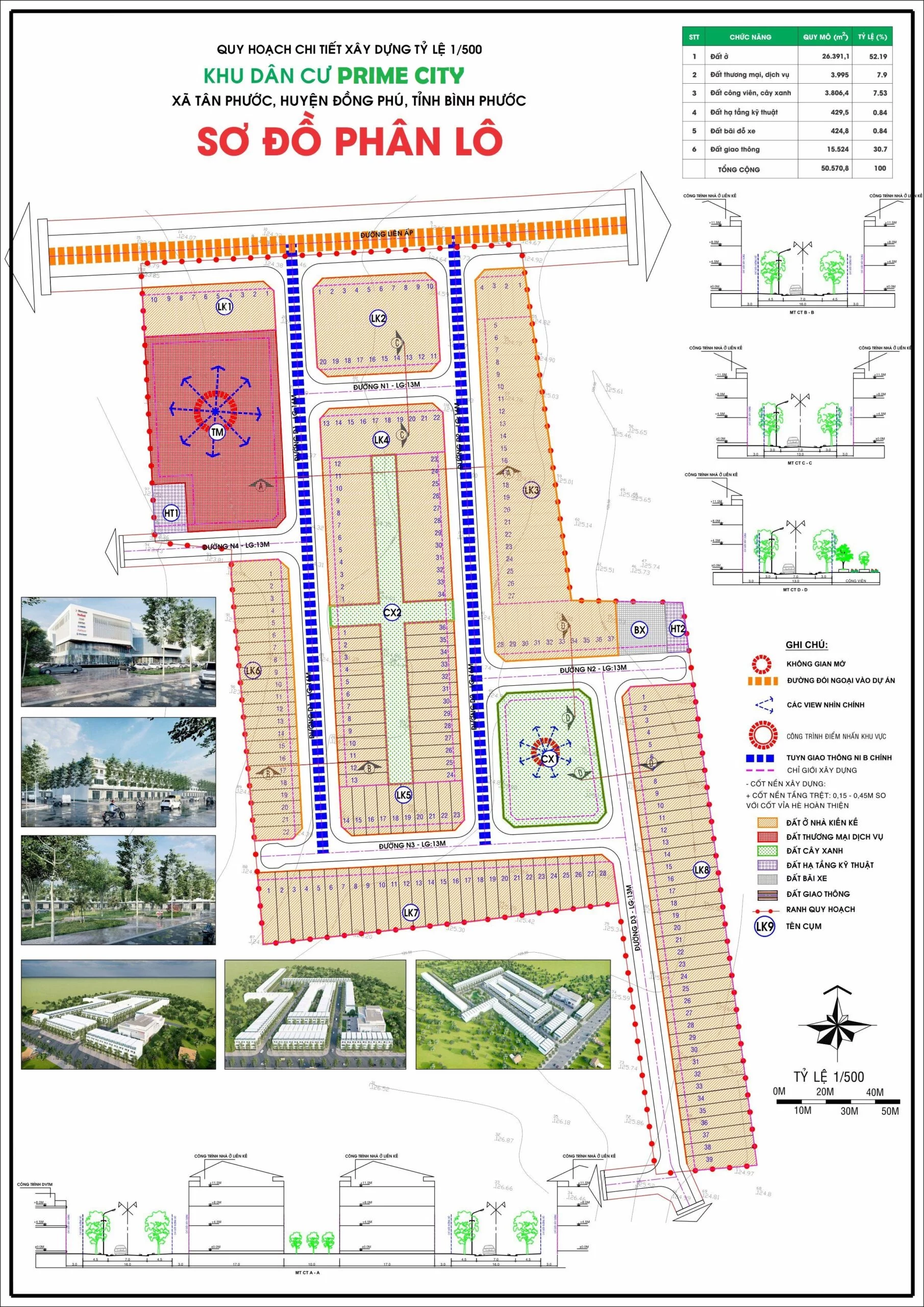 Mặt bằng Dự án đất nền khu dân cư Prime City Bình Phước, Tân Phước, Đồng Phú