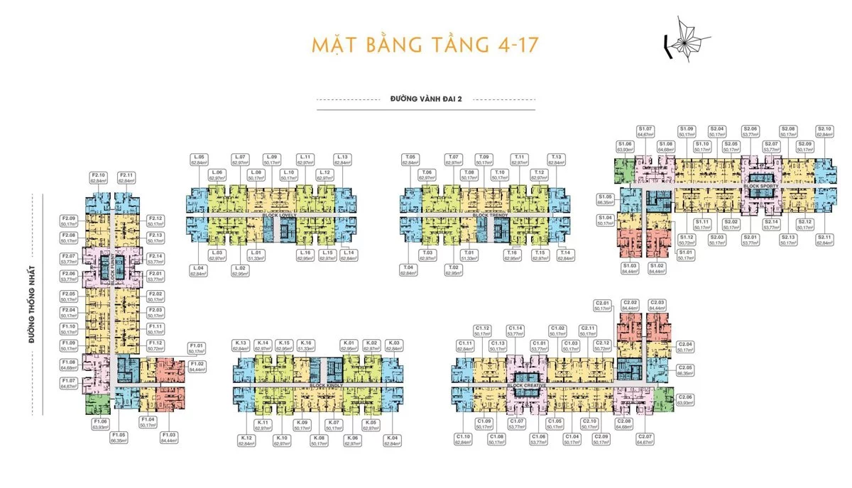 Mặt bằng tầng 4 đến tầng 17