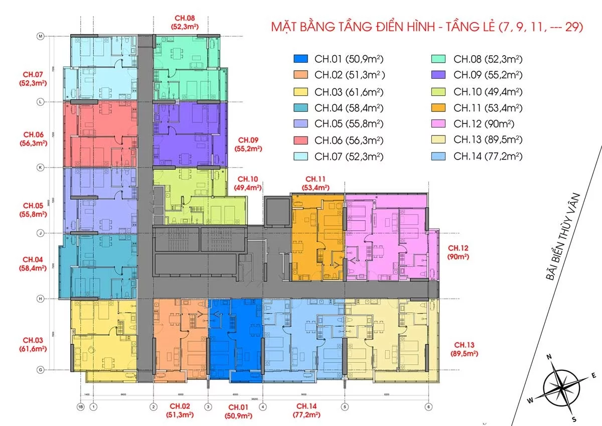 Mặt bằng tầng lẽ DIC CSJ Tower