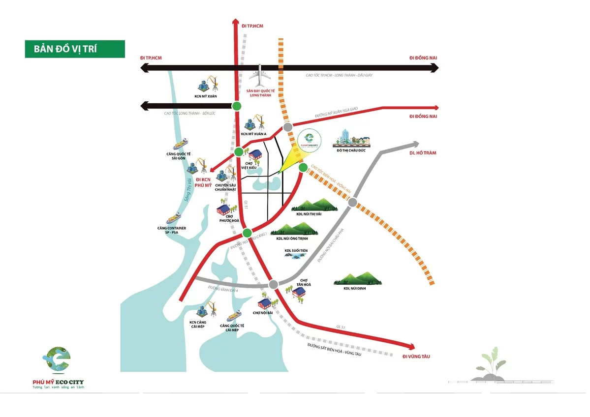 Vị trí Dự án đất nền Phú Mỹ Eco City, Mỹ Xuân, Bà Rịa, Phú Mỹ Holding