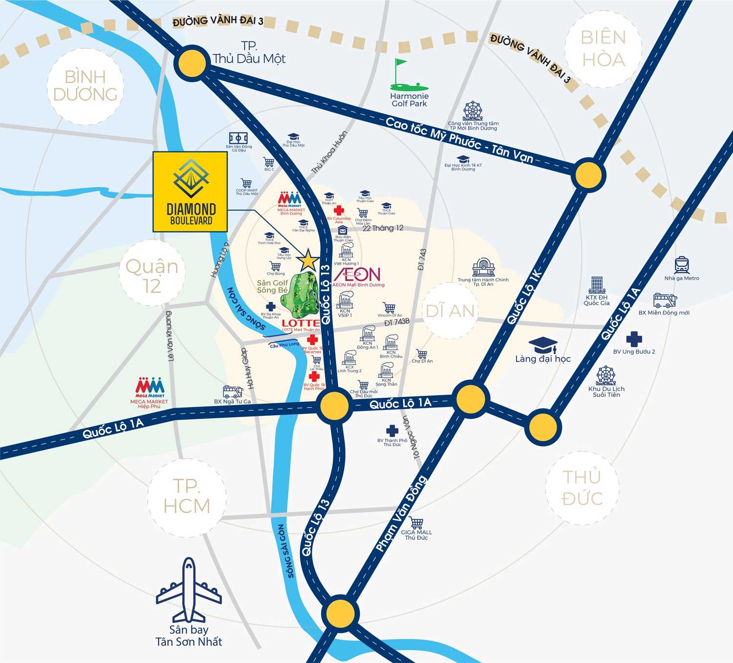 Bản đồ vị trí dự án Diamond Boulevard Tecco